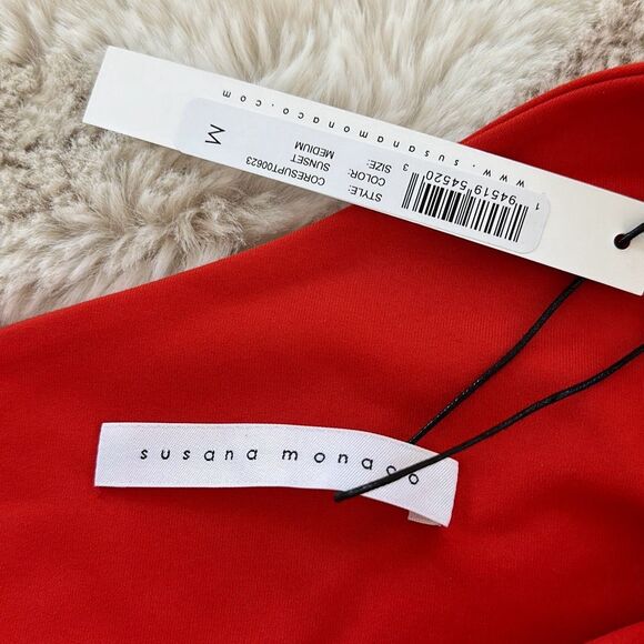 Susana Monaco Essential One Shoulder Crop Top in Sunset Size M - Picture 4 of 7